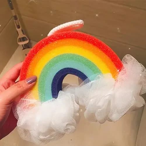 Éponge exfoliante arc-en-ciel et nuage
